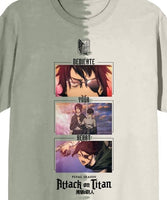 Attack On Titan Crew Neck Short Sleeve Green & White Split Adult T-Shirt