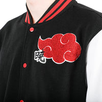 Naruto Shippuden Akatsuki Clan Symbol Men's Navy & Light Gray Letterman Jacket