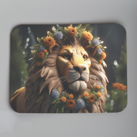 Lion with floral Mane Mouse Pad