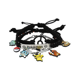 Pokemon Pikachu Bulbasaur Squirtle Charmander Eevee Pokeball Corded Beaded Bracelet Set