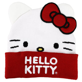 Sanrio Hello Kitty Big Face Bow Embroidered Beanie Hat